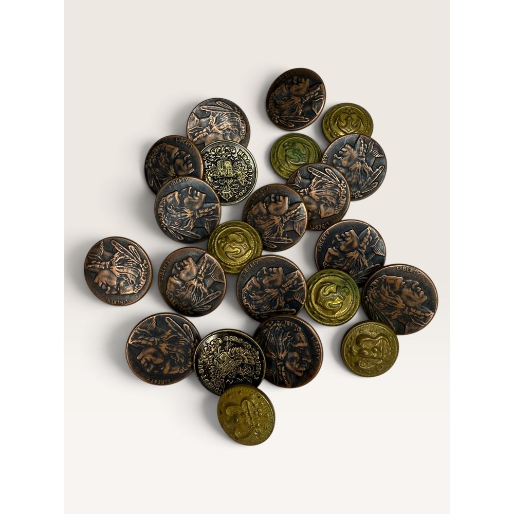 Antique Lot of 22 Shank Buttons Navy Buffalo Head Eagle Anchor